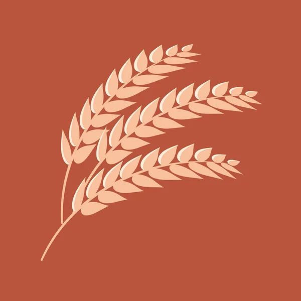 茶色の背景に小麦の3つの小穂 キッチンテキスタイルを投げるための作物と自然印刷 パンを焼くための有機栽培製品 — ストック写真