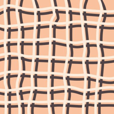 Siyah ve beyaz çizgilerle çizilmiş modern soyut minimalist desenli el. Dekoratif yastıklar, posterler için baskı. Pembe arkaplan ile işaretlenmiş illüstrasyon.