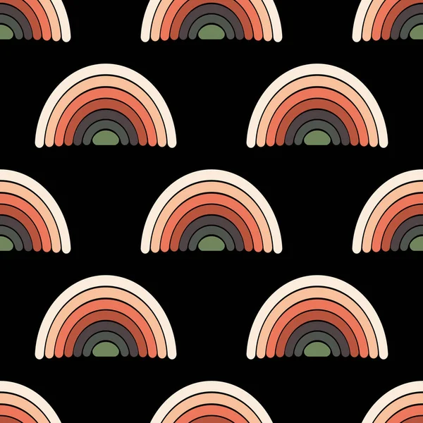 Multicolored Arc Curved Lines Black Background Seamless Patterns Signal Rainbow — Stock Photo, Image