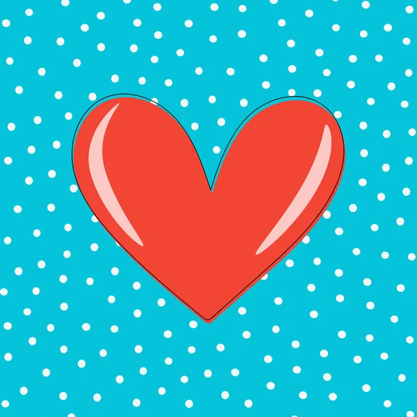 Днем Святого Валентина Открытка Красным Сердцем Голубом Симпатичная Иллюстрация Печати — стоковый вектор