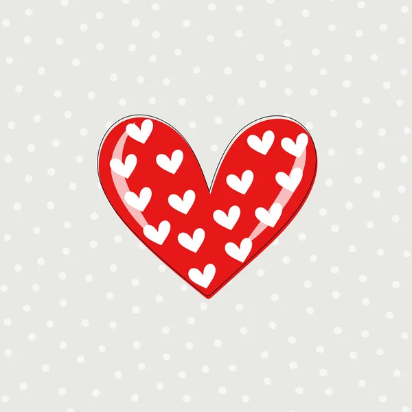 Buon San Valentino Biglietto Auguri Con Cuore Rosso Graziosa Illustrazione — Vettoriale Stock