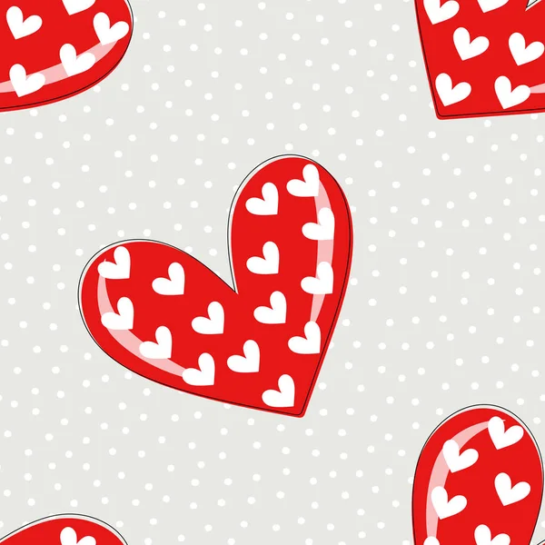 时尚无缝的红心图案在灰色的节日浪漫包装纸 纺织品 床上用品 封面上 情人节的模板 矢量说明 — 图库矢量图片