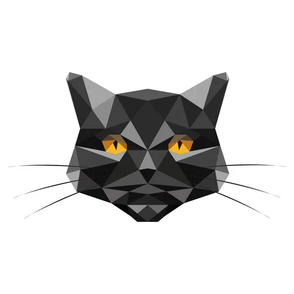 Czarny Kot Wykonany Trójkątów Odizolowanych Białym Tle Triangulacja Płaska Konstrukcja — Wektor stockowy