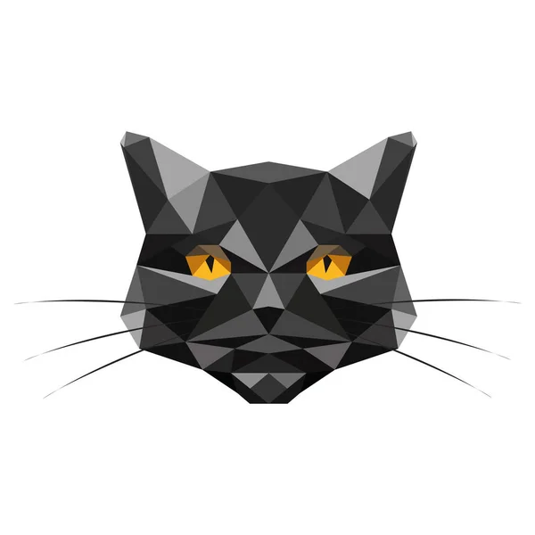 Gato Preto Feito Triângulos Isolados Sobre Fundo Branco Triangulação Design —  Vetores de Stock