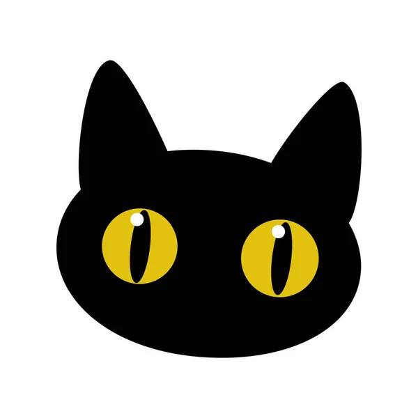 Gato Negro Cabeza Gatito Divertido Lindo Negro Aislado Sobre Fondo — Archivo Imágenes Vectoriales