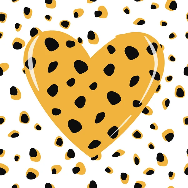 Patrón Sin Costuras Moda Corazones Manchas Leopardo Para Papel Regalo — Vector de stock