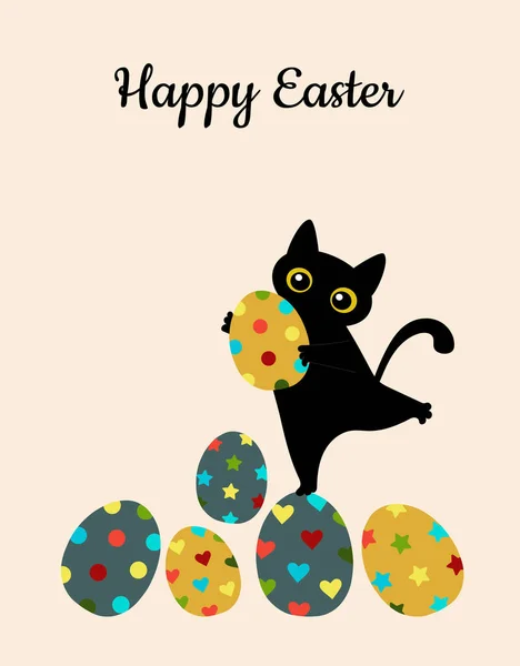 Greeting Card Colored Eggs Trending Colors Happy Easter Black Cute — Image vectorielle