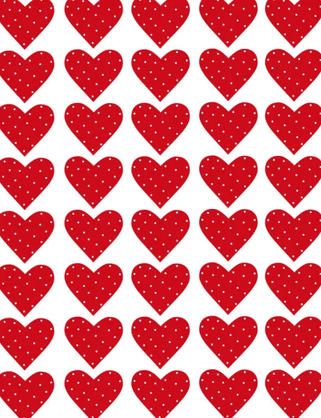 Corazones Rojos Con Lunares Para Tarjetas Felicitación Día San Valentín — Archivo Imágenes Vectoriales
