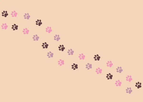 Zampe Gatto Cane Cucciolo Sfondo Rosa Impronte Animali Diagonali Magliette — Vettoriale Stock