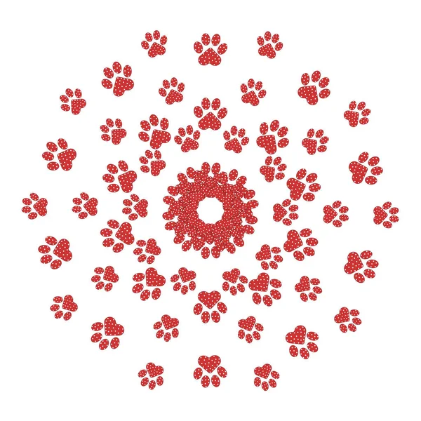 Лапи Домашніх Котів Собак Червоні Білими Поляками Формі Кола Векторні — стоковий вектор