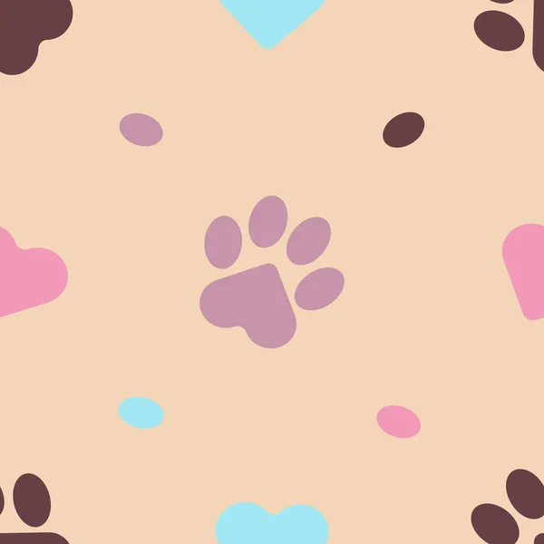 Paws Cat Dog Puppy Seamless Pink Animal Footprint Pattern Bedding — Stock Vector