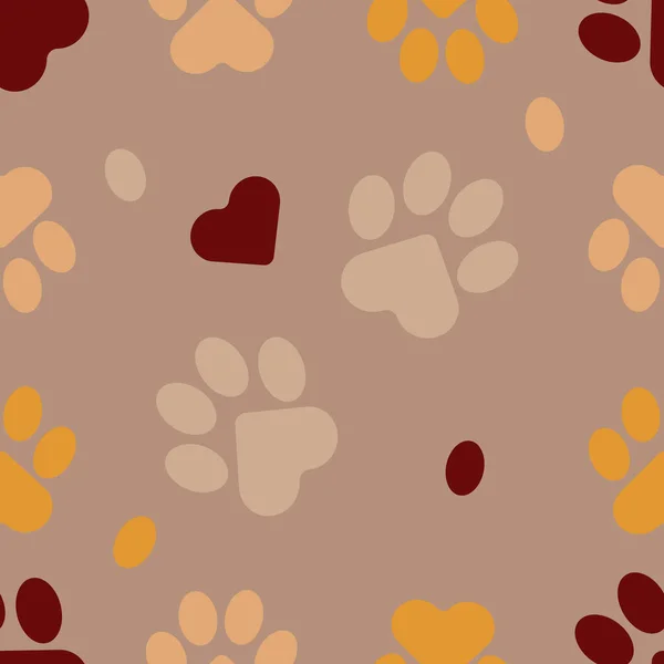 Kedi pençeleri, köpek, köpek. Yatak, kumaş, arka plan, web siteleri, kartpostallar, bebek baskıları, ambalaj kağıtları için kusursuz pembe hayvan ayak izi deseni. Vektör grafikleri.