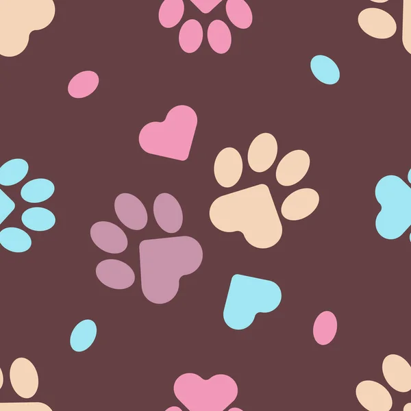 Poten Van Een Kat Hond Puppy Naadloze Roze Dier Voetafdruk — Stockvector