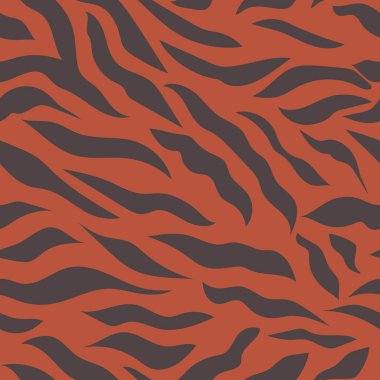 Kahverengi arka planda kaplan gibi siyah çizgileri olan pürüzsüz bir desen. Modern kumaşlar için baskı, yastıklar, ambalaj kağıtları. 