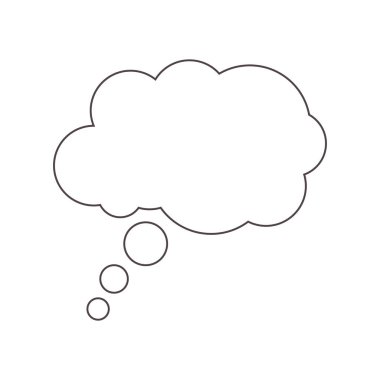 Pencere kutusu simgesi. Siyah çizgili ve beyaz arkaplanda izole edilmiş metinler için şık rüya bulutu. 