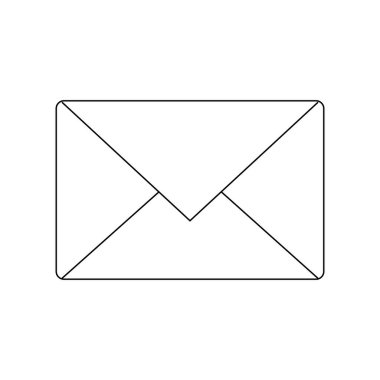 Kapalı bir zarf, beyaz arka planda ince siyah bir taslak var. Mobil uygulamalar ve web siteleri için e- posta sembolü. 