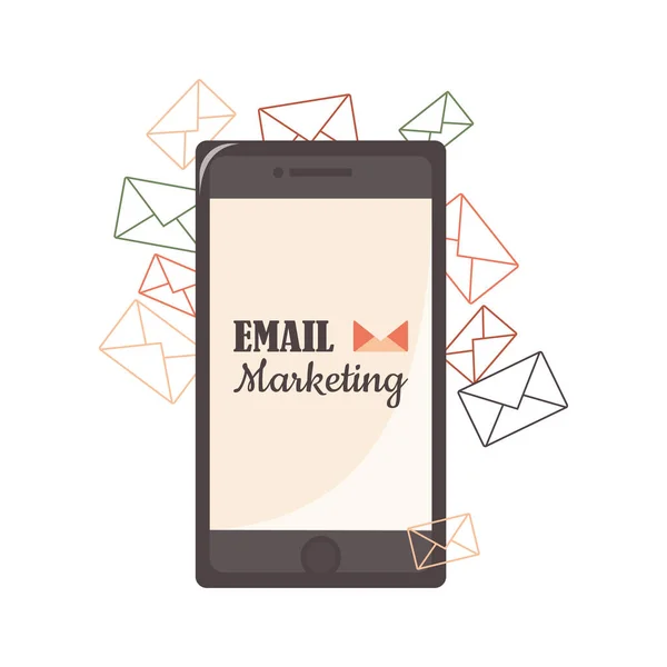Email Marketing Dans Téléphone Mobile Ordinateur Portable Mise Place Mail — Photo