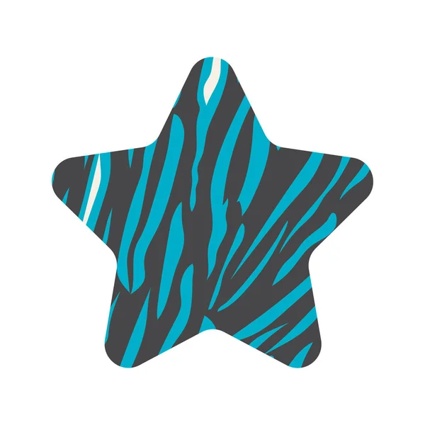 这颗星是蓝色的 背景是白色的 虎纹用于装饰枕头 儿童卧室设计 T恤衫的印刷品 — 图库照片
