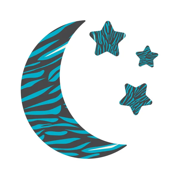 Księżyc Gwiazdy Błękicie Ciemne Paski Jasnoniebieskim Jak Tygrys Wydruk Poduszki — Zdjęcie stockowe