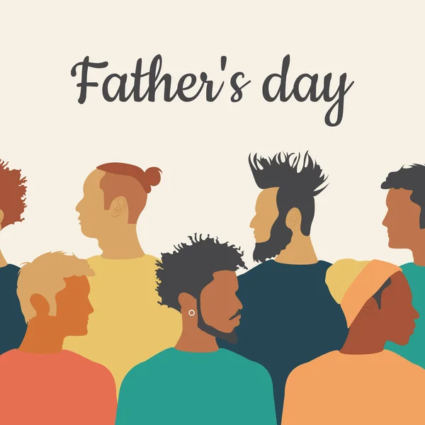 Vaderdagkaart Zonen Broers Hun Vaders Zijn Mannen Van Verschillende Nationaliteiten — Stockfoto