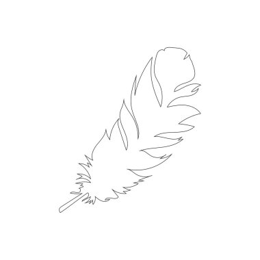 Kuş tüyü doğrusal simgesi beyaz arkaplanda izole edildi. İnce siyah çizgi özelleştirilebilir illüstrasyon. 