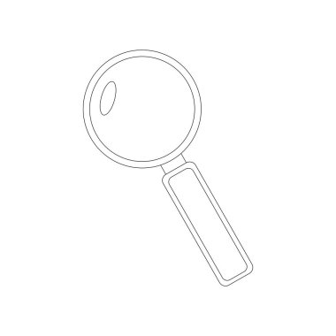 Beyaz arkaplanda büyüteç doğrusal simgesi. İnce siyah çizgi özelleştirilebilir illüstrasyon.