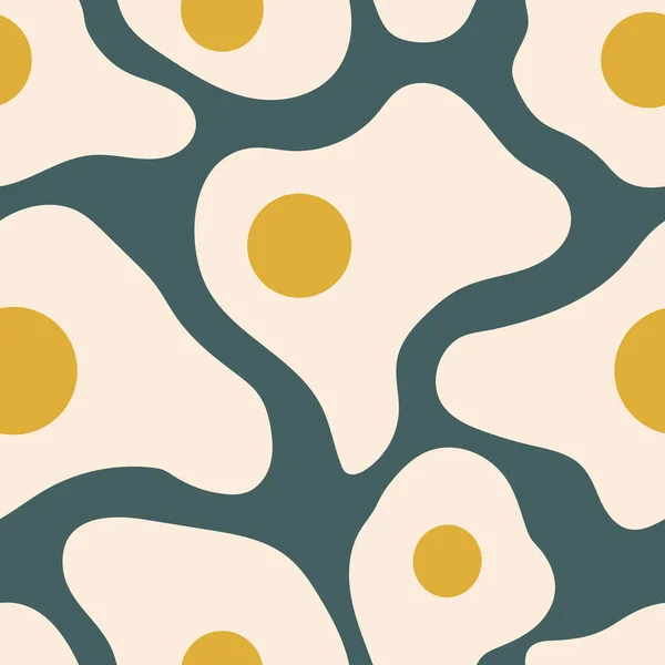 Gebratene Eier Nahtlose Moderne Abstrakte Muster Für Stoffe Wurfkissen Küchentextilien — Stockvektor