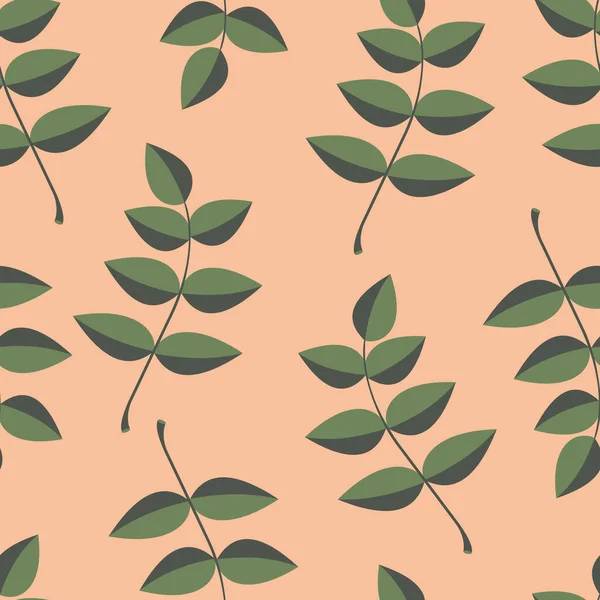 Зеленые Художественные Листья Розовом Фоне Листва Бесшовный Узор Модных Тканей — стоковый вектор
