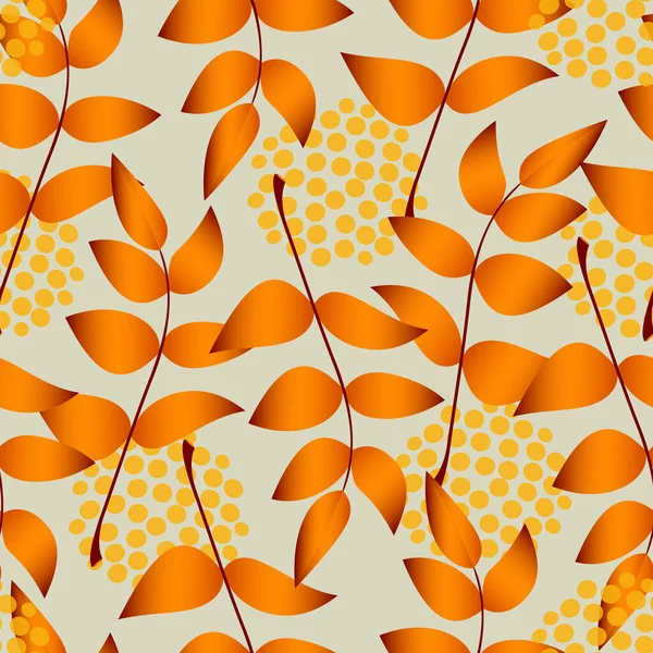 Feuilles Oranges Tropicales Sur Une Branche Modèle Sans Couture Avec — Image vectorielle