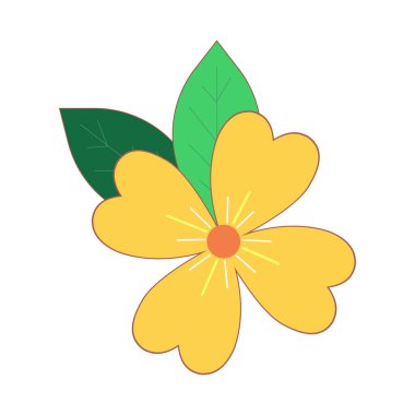 Yeşil yapraklı sarı tropik çiçek tebrik kartları için, beyaz arka planda izole edilmiş. Vektör.