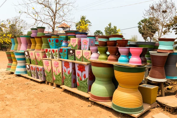 Stone pots for flowers. — Stock Photo, Image