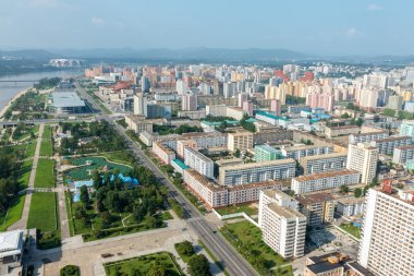 Pyongyang şehir görüntüsü.