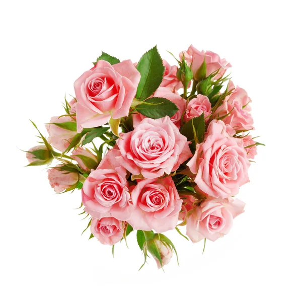 Schöne rosa Rose Blumen Anordnung isoliert auf weißem Hintergrund — Stockfoto
