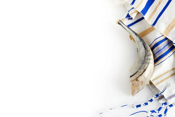 Jom Kippur Rosch Haschana Jüdischer Neujahrsfeiertag Konzept Religionsbild Shofar Horn — Stockfoto