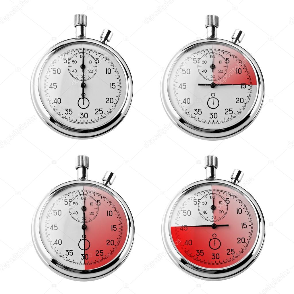 Set of Stopwatches isolated on white