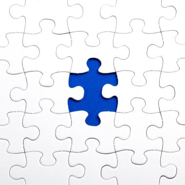 mavi zemin üzerine düz beyaz jigsaw puzzle