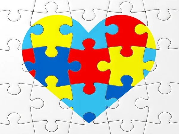 Символ обізнаності про аутизм: головоломка з серцем — стокове фото