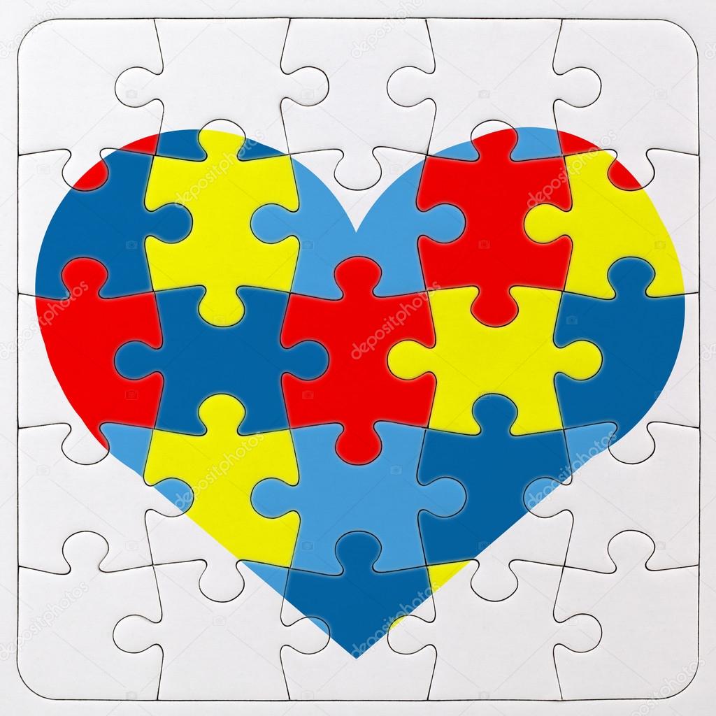 Autism Awareness symbol: puzzle with heart