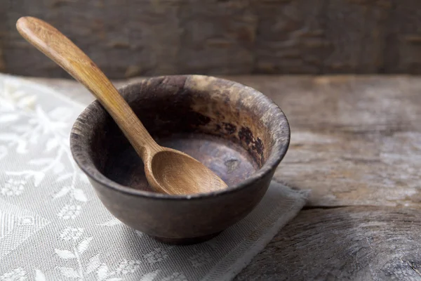 Fasta, lånade. Cup och sked — Stockfoto