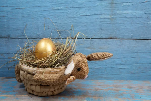 Nyúl-alakú kosár tojással — Stock Fotó