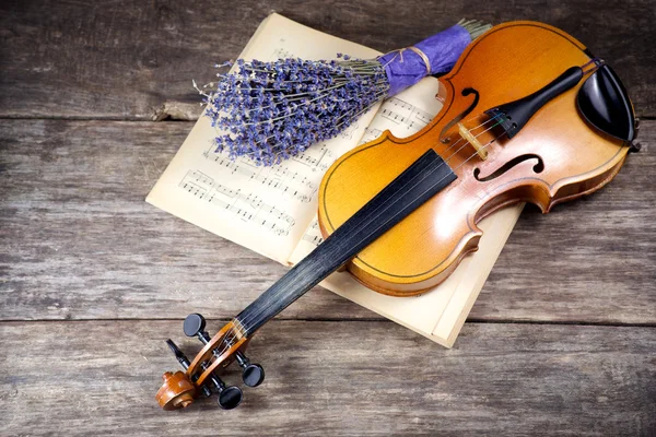 Vintage viola bladmuziek — Stockfoto