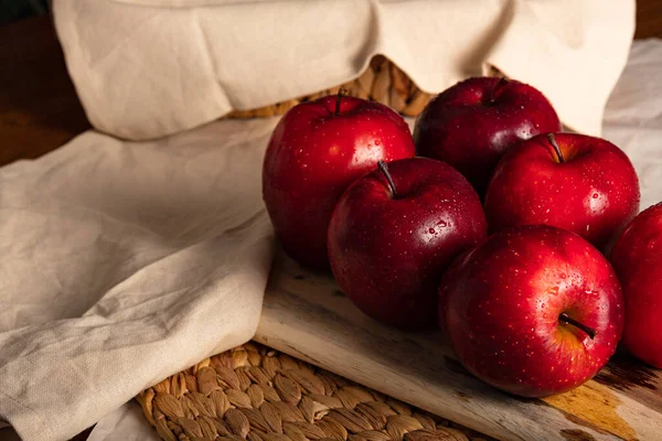 Delicious Red Apples Enjoy Any Time Day Exercise — Stock Photo, Image