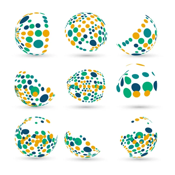 Set of abstract vector spheres — Stock Vector