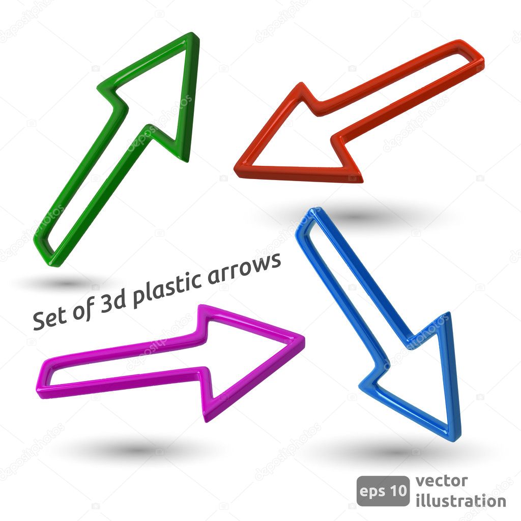 Set of 3d plastic arrows
