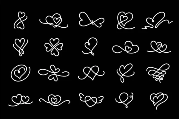 Signo Arte Línea Floreciente Corazón Elemento Amor Decorativo Dibujado Mano — Archivo Imágenes Vectoriales