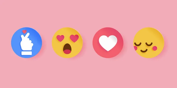 Icono Social Para Día San Valentín Estilo Papercut Emoticon Para — Archivo Imágenes Vectoriales
