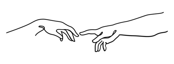 Två Händer Anslutning Och Relation Koncept Vektor Illustration Kreativitet Adam — Stock vektor