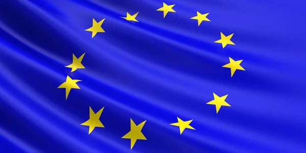 EU flag fluttering in wind. — Stock Photo, Image