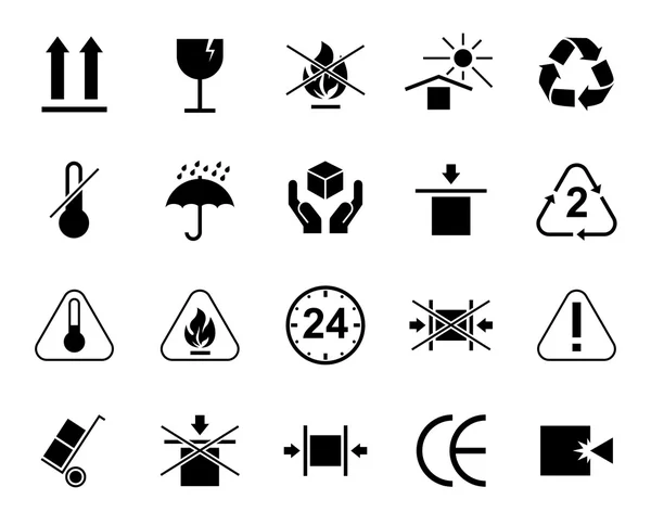 Set von Verpackungssymbolen. — Stockvektor