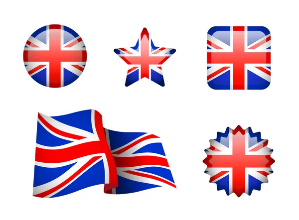 Набор британского флага на белом . — стоковый вектор